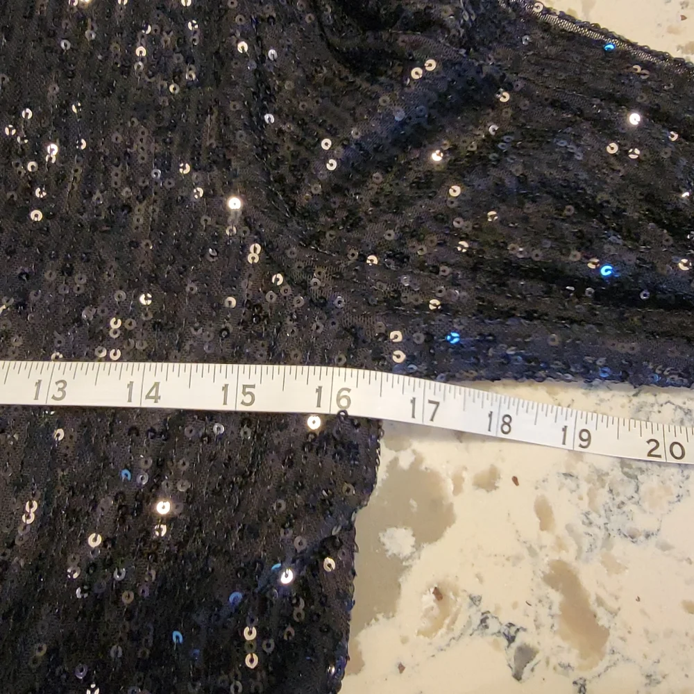 Crystal Sky Black Sparkle Long‎ Sleeve Mini Dress Size Medium NWT - Picture 3 of 10